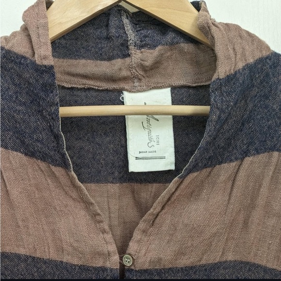 Ichi Antiquités Wide Stripe Long Sleeve Dress w/ collar, buttons, pockets - Picture 4 of 6